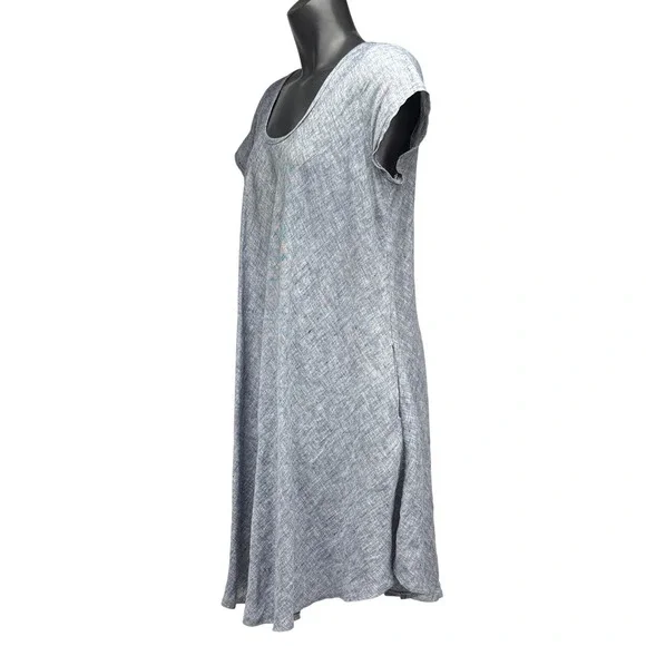 EVA TRALALA Paris 100% Linen A-Line Pockets Blue Panda Dress Sz 5 L/XL - Picture 3 of 7